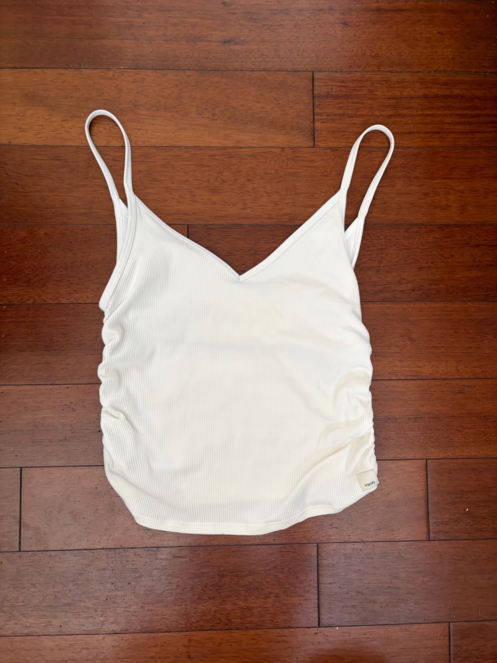 Vuori White Ribbed Spaghetti Strap Camisole